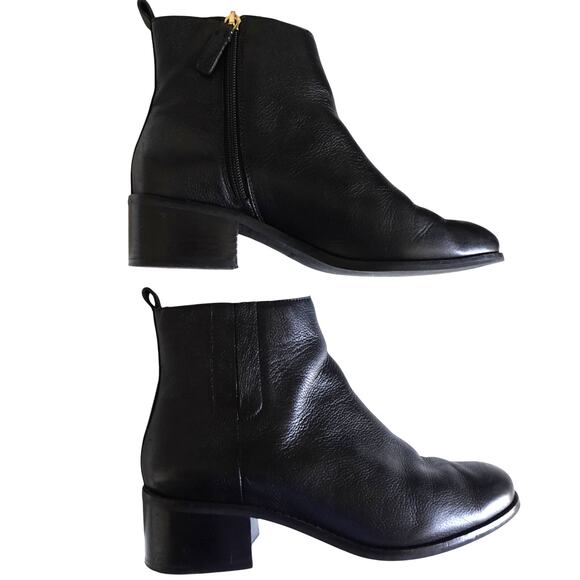 Cole Haan Leather Black Ankle Addie Booties Size 8 Minimalist Classic - Picture 1 of 8